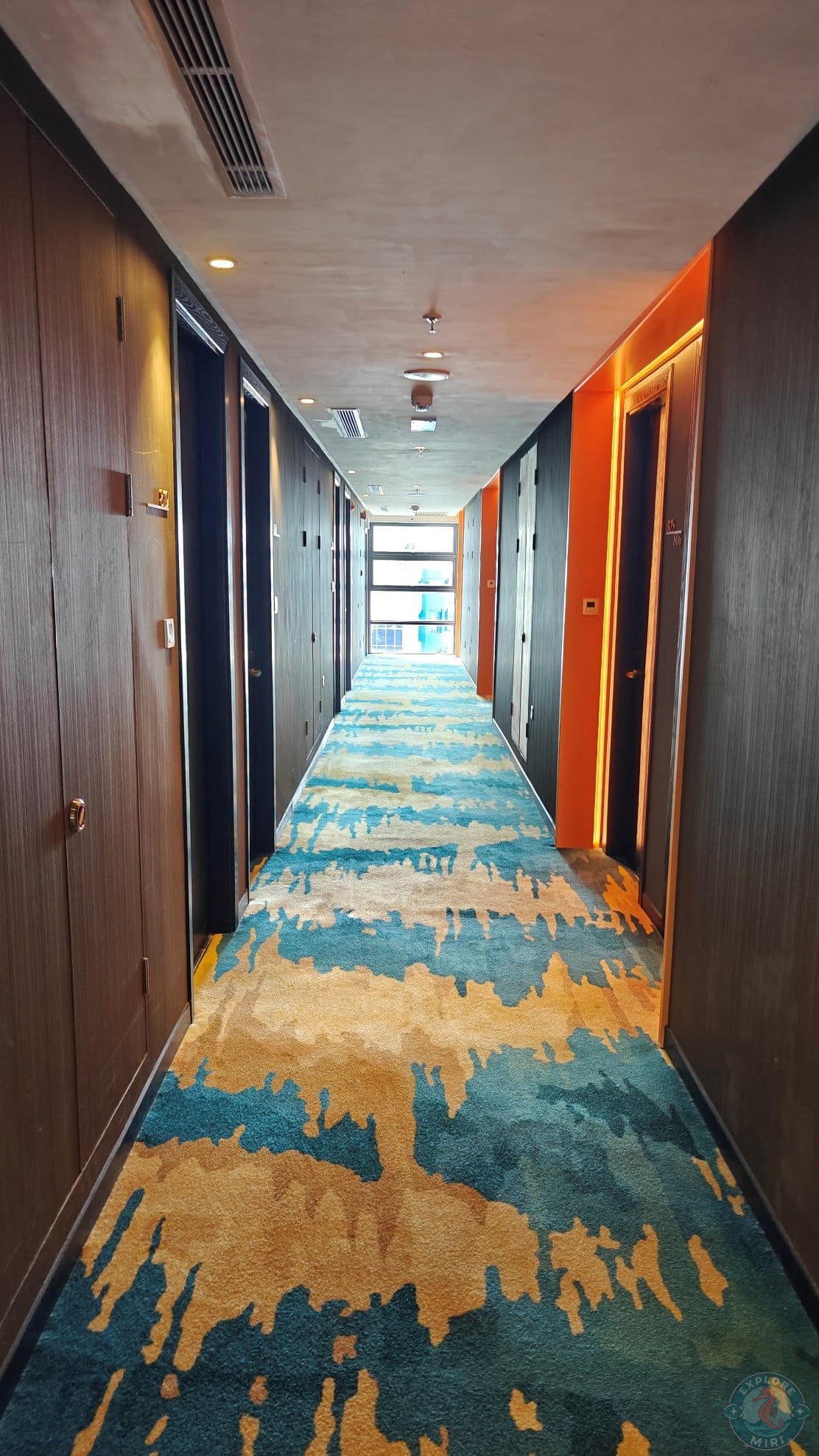 long carpeted corridor