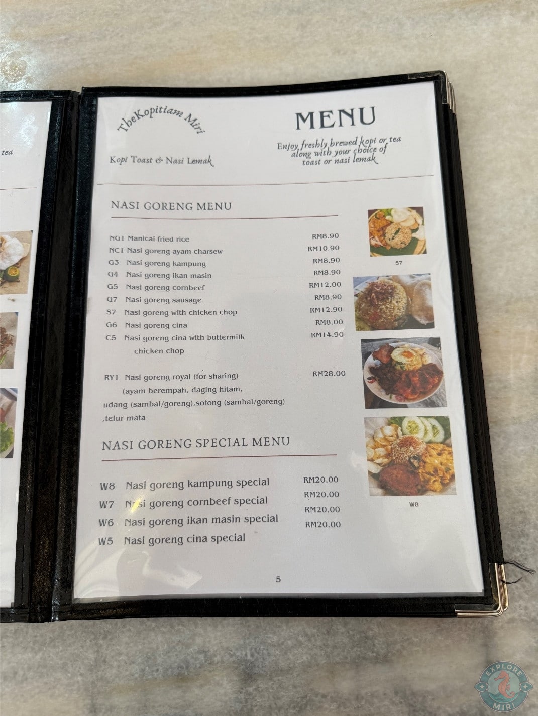 nasi goreng menu