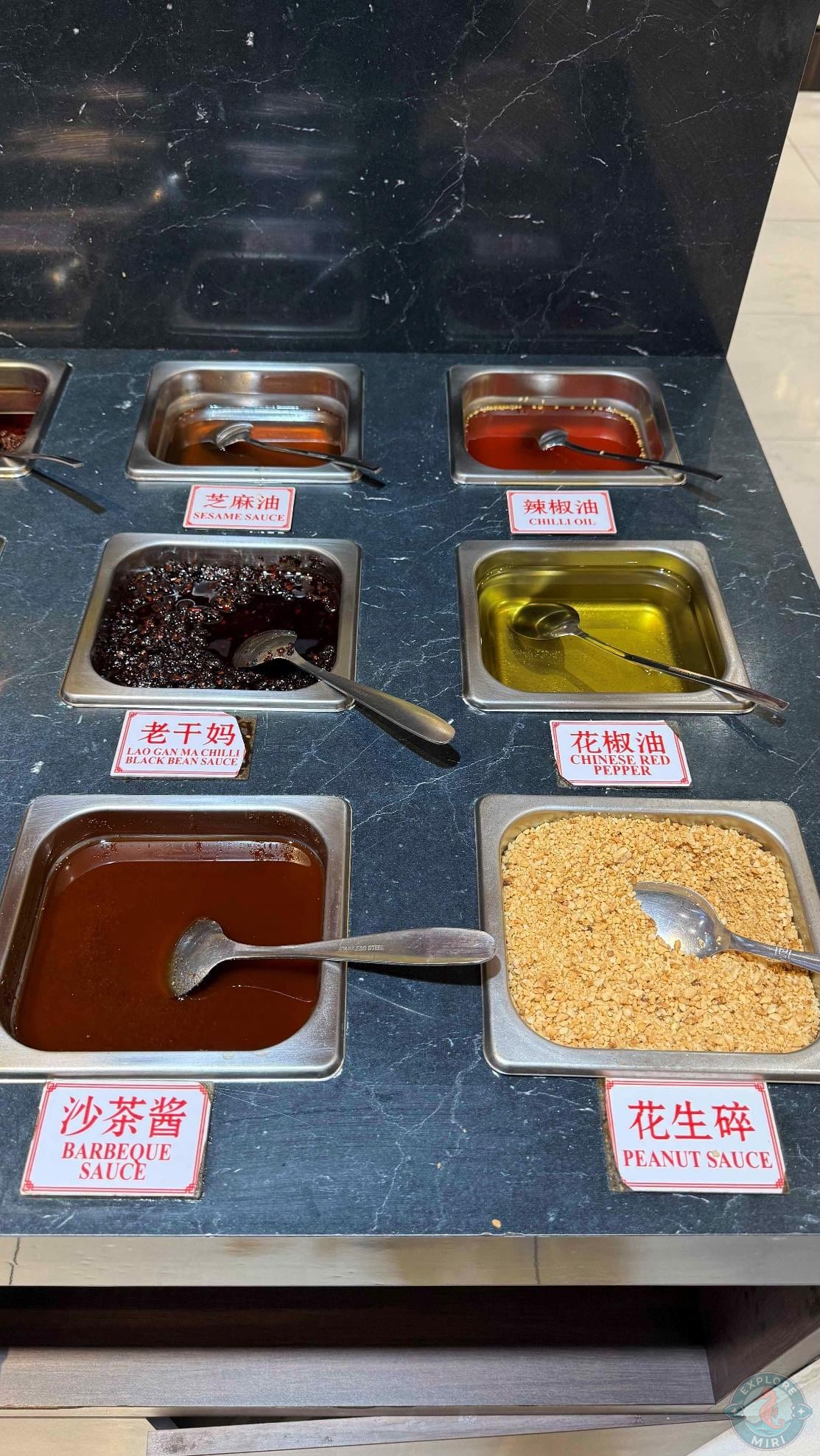 other sauces like sesame, chili oil, laoganma, BBQ and peanut