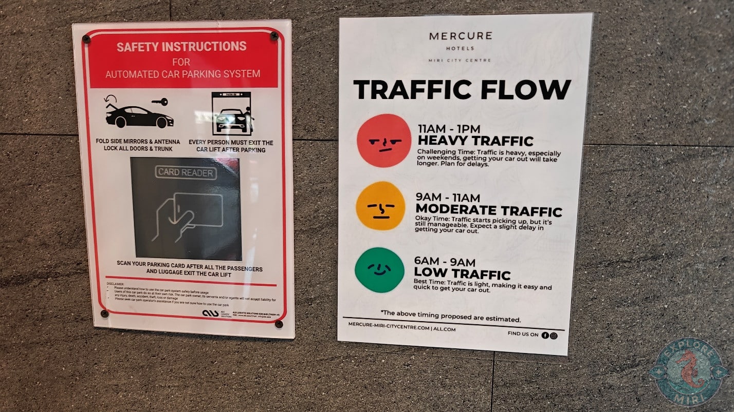 signs and notices which informed visitors about the traffic flow and gave some safety instructions