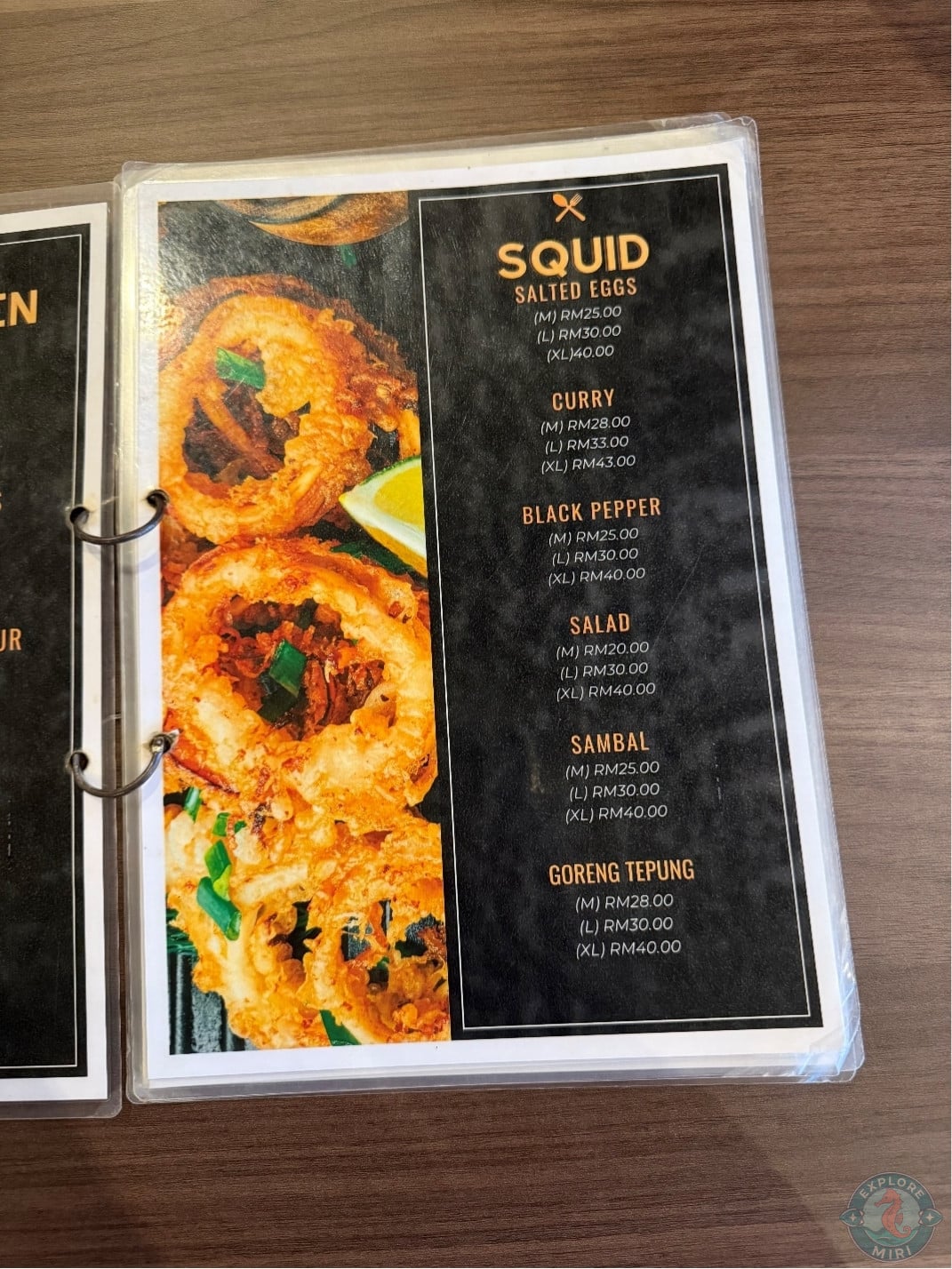 squid menu