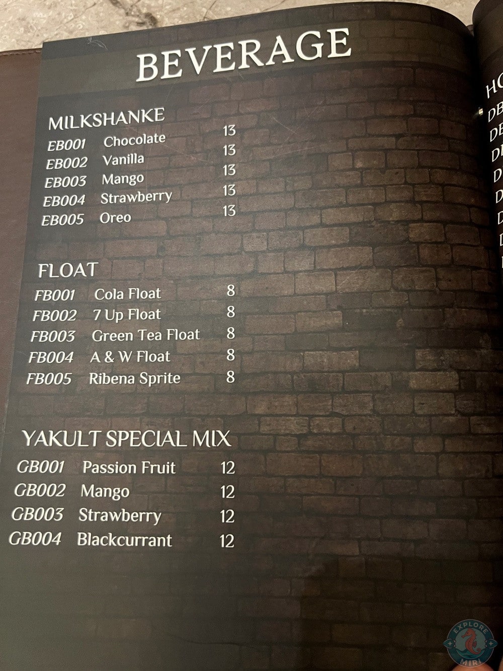 Barnyard 68 Restaurant Bar Beverages Menu Milkshake Float Yakult Special Mix 23