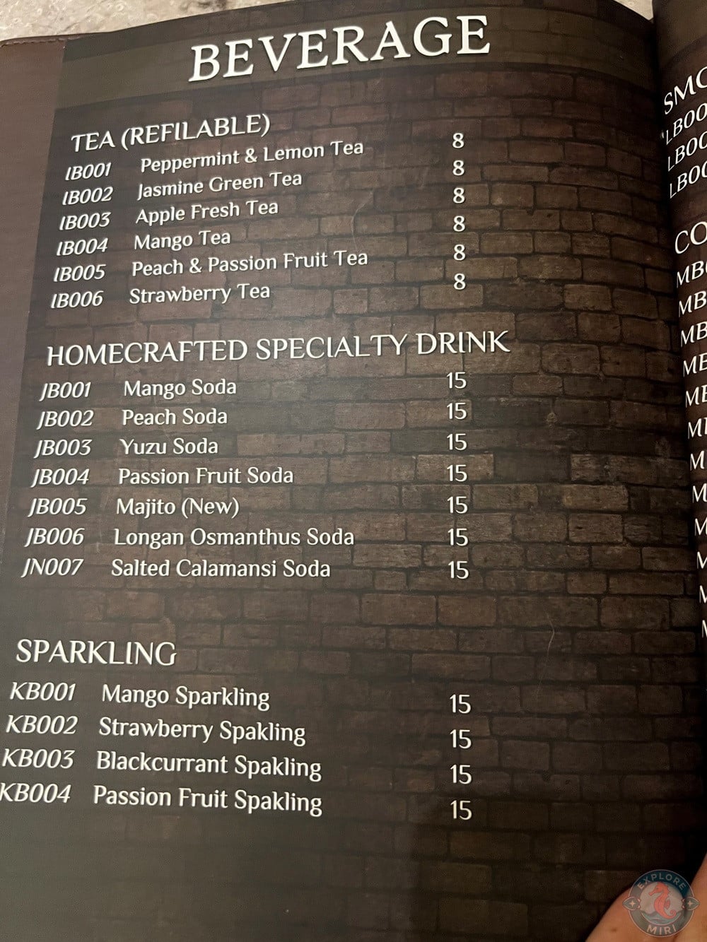 Barnyard 68 Restaurant Bar Beverages Menu Tea Refillable Homecrafted Specialty Drink Sparkling 25