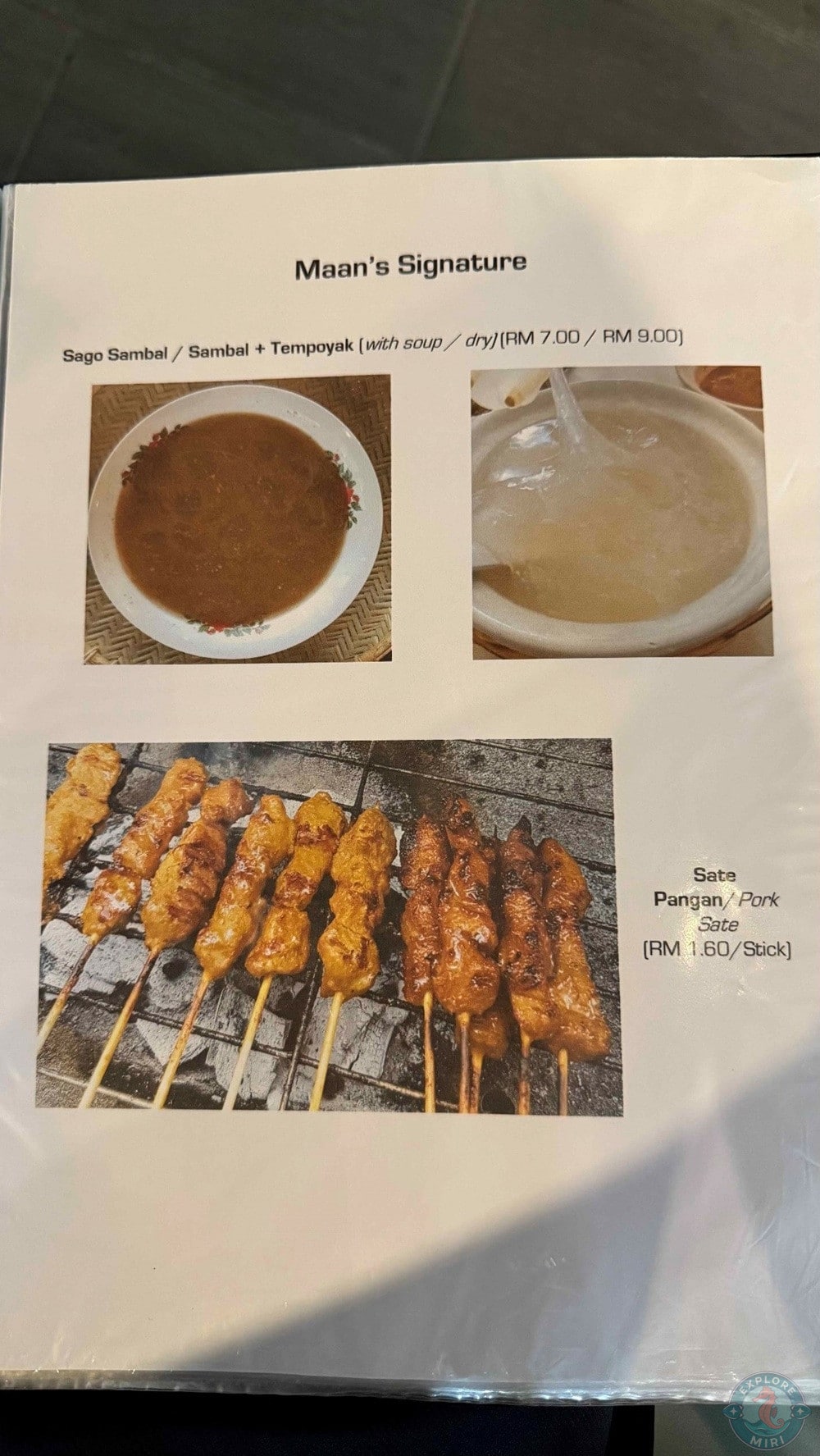 Maan Cafe and Restaurant Miri Bidayuh & Local Cuisine Sago Sambal Tempoyak Sate Pangan Menu 18