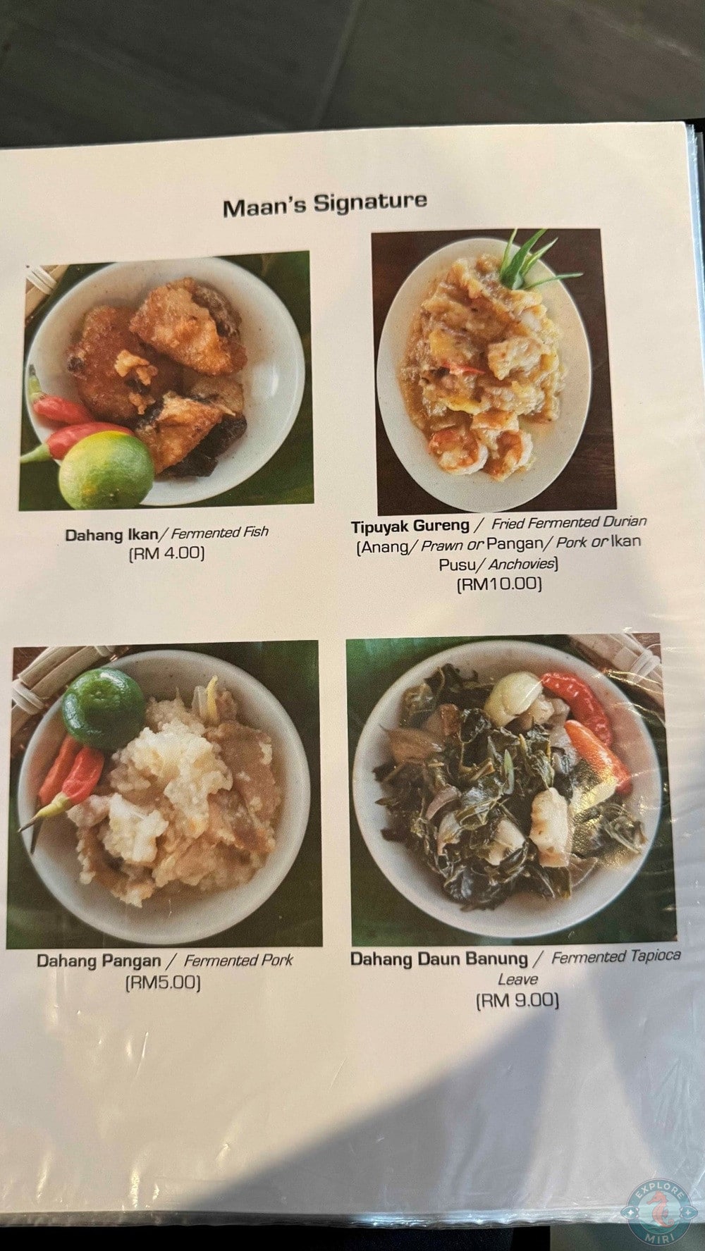 Maan Cafe and Restaurant Miri Bidayuh & Local Cuisine Signature Dahang Fermented Menu 9