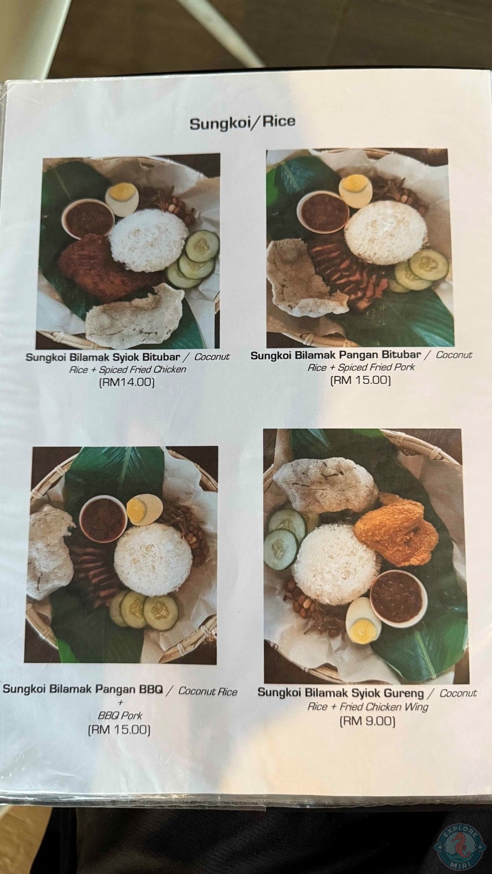 Maan Cafe and Restaurant Miri Bidayuh & Local Cuisine Sungkoi Bilamak Coconut Rice Menu 7