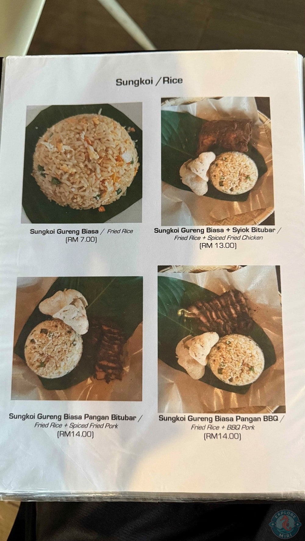 Maan Cafe and Restaurant Miri Bidayuh & Local Cuisine Sungkoi Gureng Biasa Fried Rice Menu 17