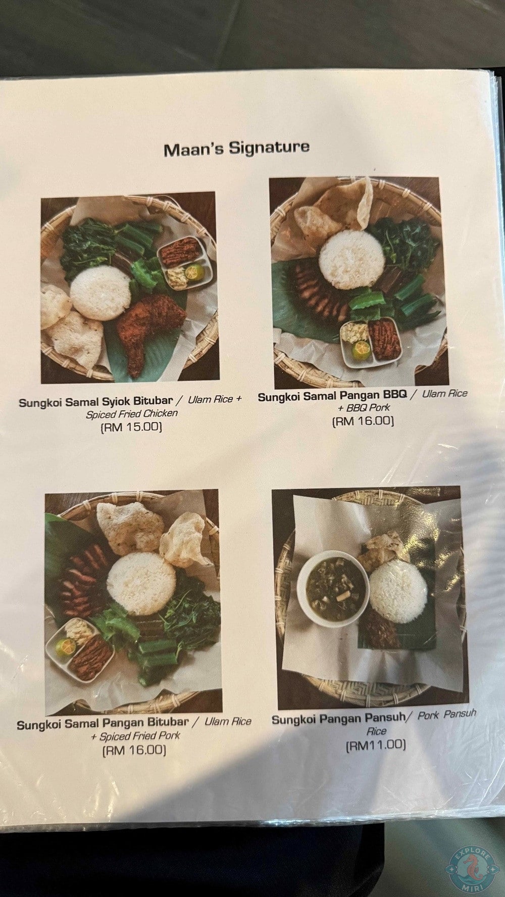 Maan Cafe and Restaurant Miri Bidayuh & Local Cuisine Sungkoi Samal Ulam Rice Pangan Pansuh Pork Pansuh Menu 11