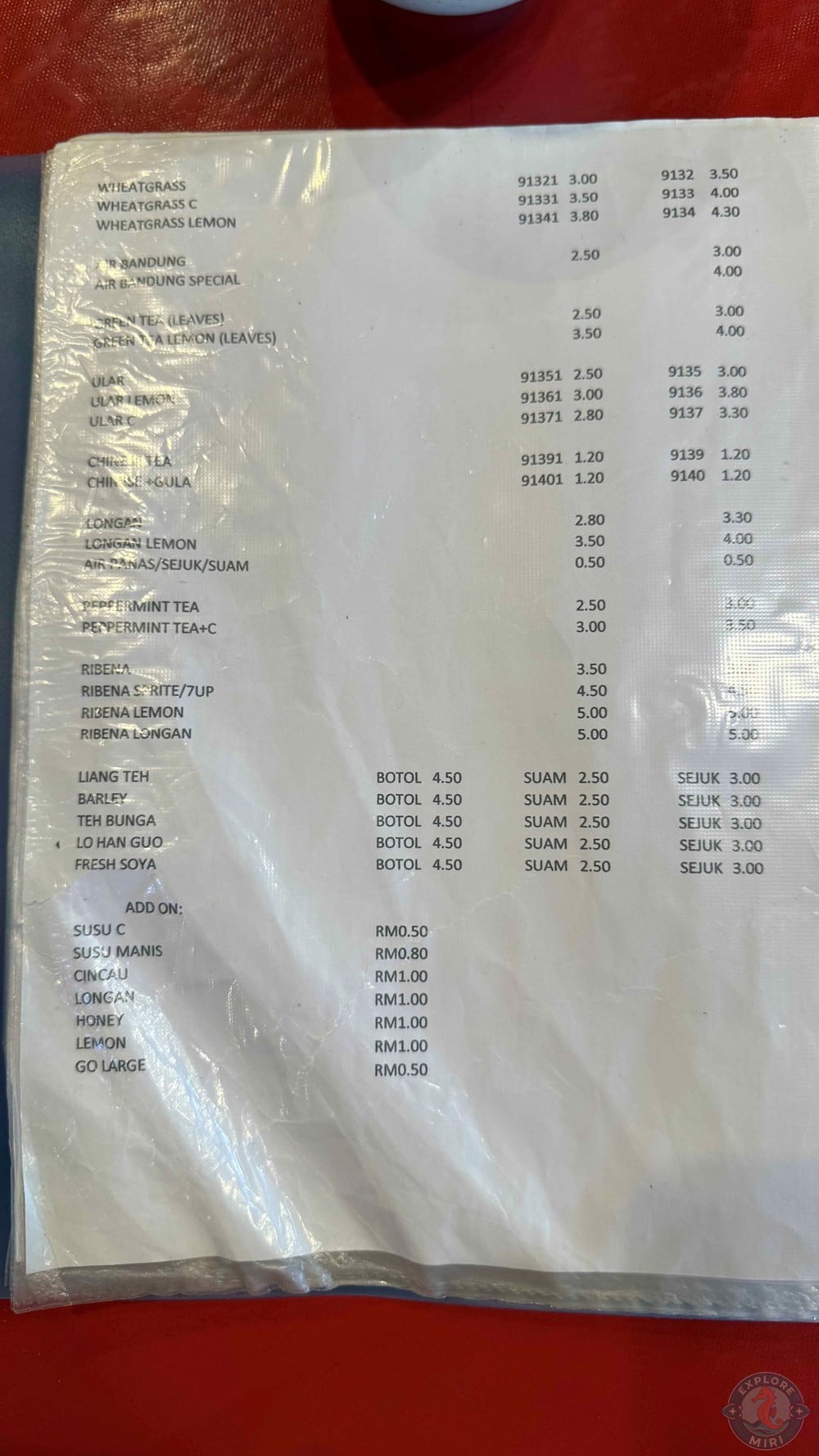 Superb Cuisine Miri Drinks Menu 26