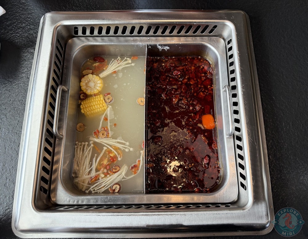 Chan Kou Xian Hotpot Miri Double Pot Coconut Chicken Spicy Mala Soup Base 8