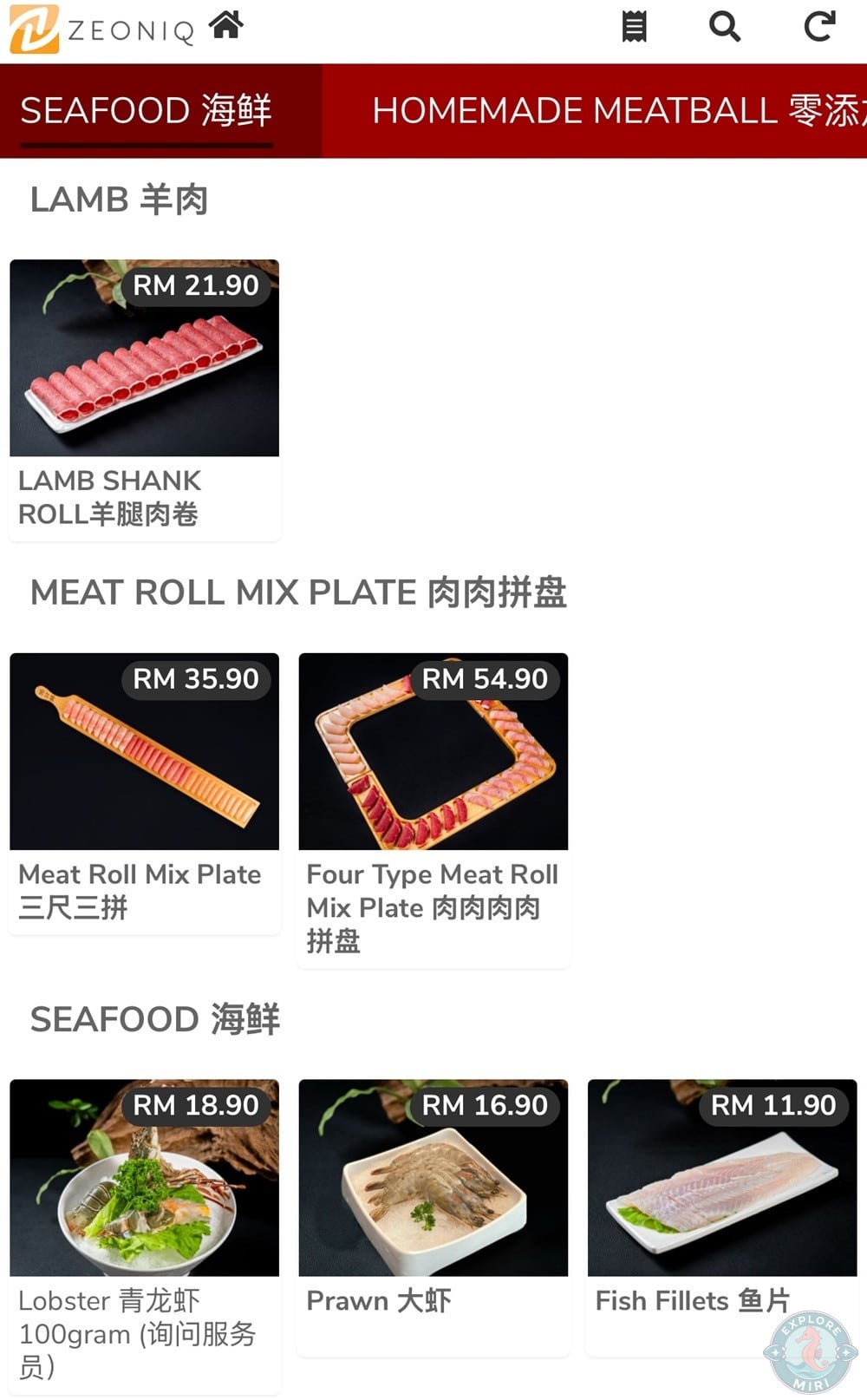 Chan Kou Xian Hotpot Miri Menu Lamb Meat Roll Mix Plate Seafood 24