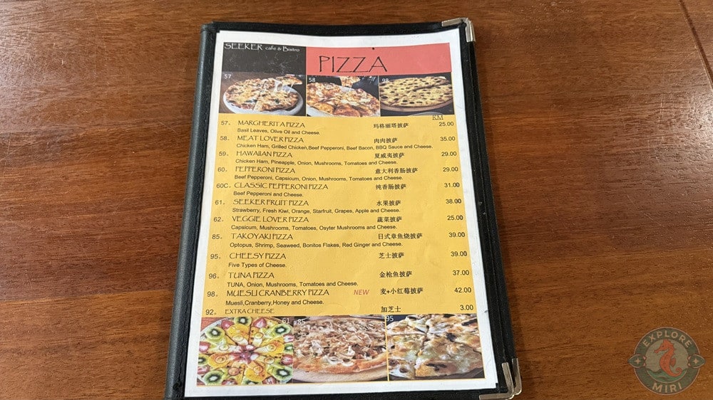 The Seeker Cafe & Bistro Pujut Miri Pizza Menu 6
